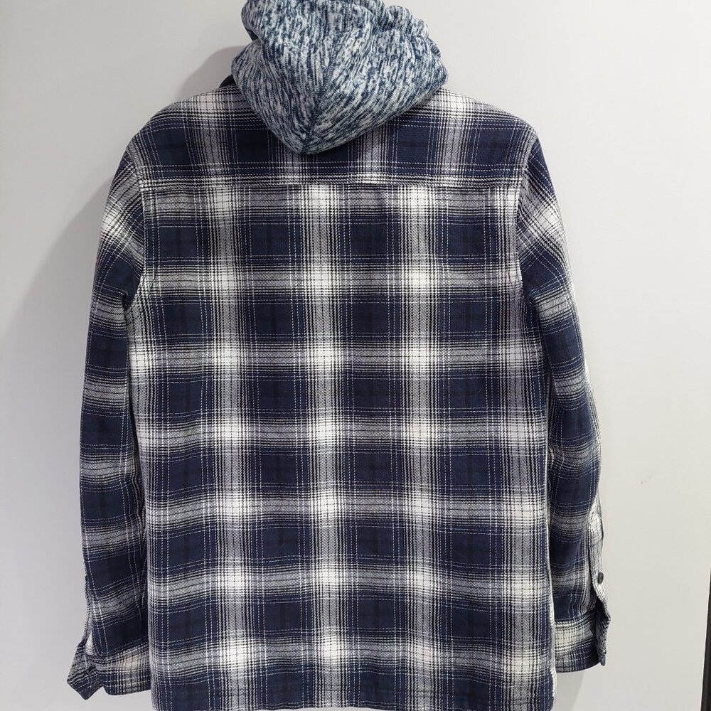 Superdry Everest Edition Plaid Hooded Shirt Jacket Men's S Blue Flannel - Picture 4 of 10